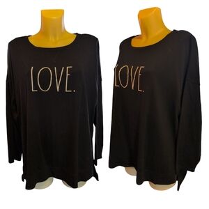 RAE DUNN Black Love Long Sleeve Lightweight Sweater Tunic